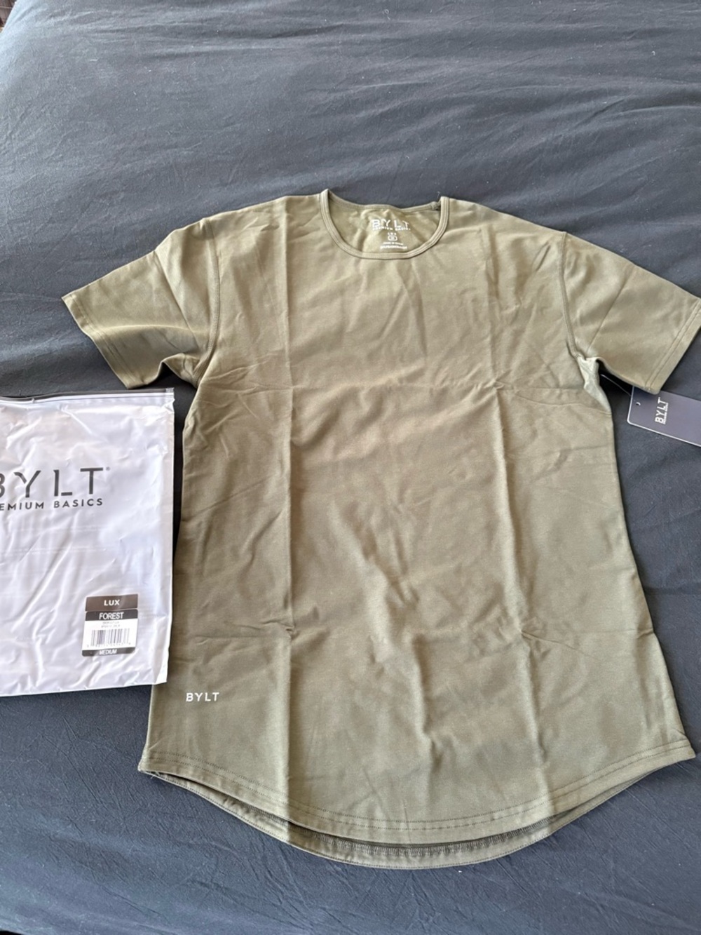 BYLT DropCut Lux Men's Forest Green Short Sleeve Crew Tee